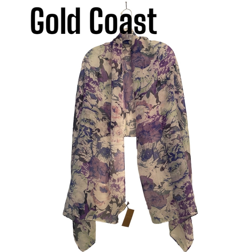 Gold Coast Floral Scarf blue & purple NWT